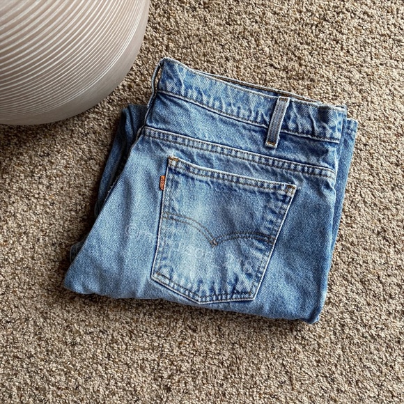 Vintage Levi’s 505 Straight Leg High Rise Jeans Light Blue Wash Rigid Denim 34” - Picture 1 of 11